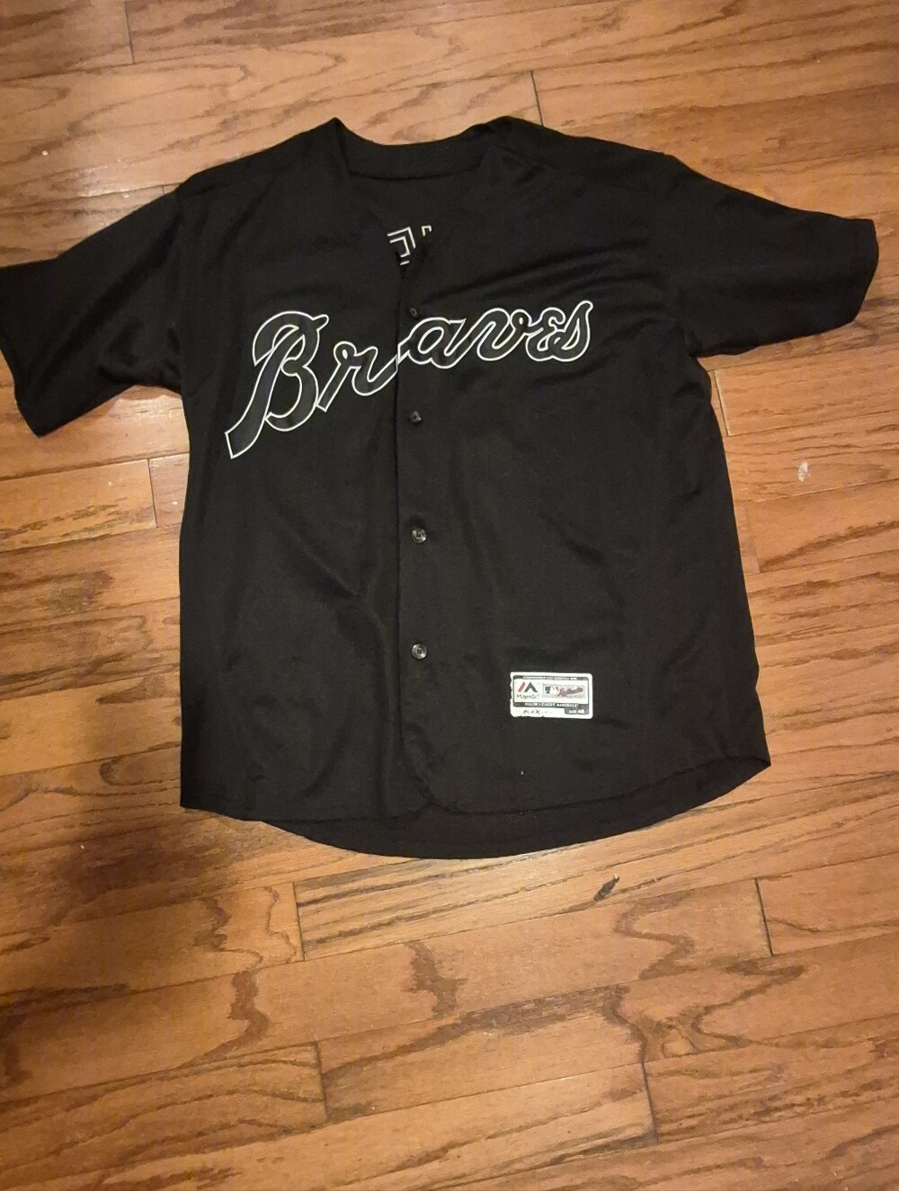 Atlamta Braves Fried Mens sz 48 Black Majestic Button-Up Jersey